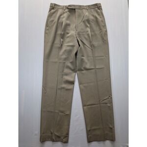 Brooks Brothers Mens 36x32 Pleated Wool Dress Pants Taupe Khaki Made in USA